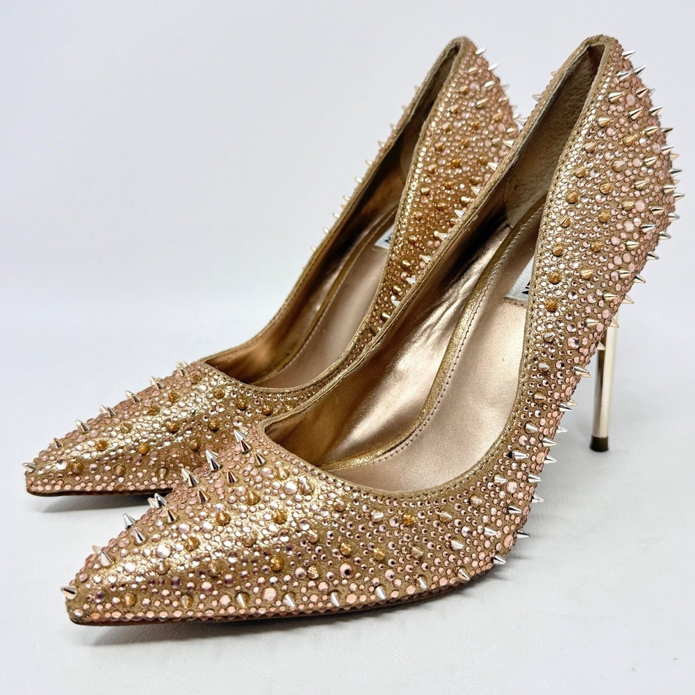 Steve Madden Various Rose Gold Spike Stilettoโ Rhinestone Pumps 10 Sexy Glamour